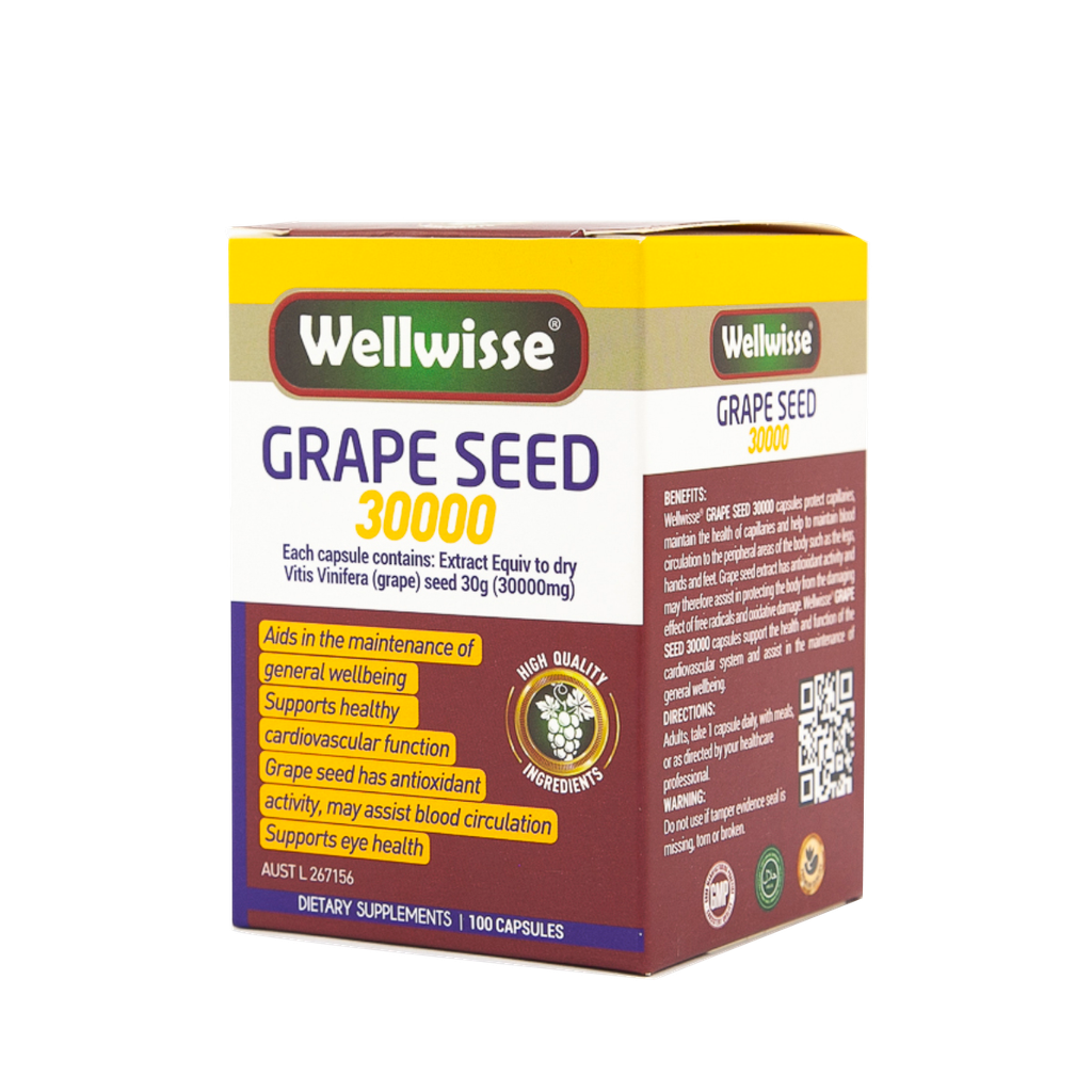 Viên Uống Tinh Chất Hạt Nho Wellwisse Grape Seed 30000 (100 viên)