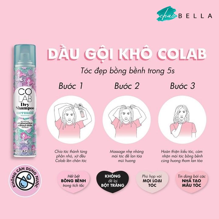 Dầu gội khô Colab Dry Shampoo 200ml - @chaobella