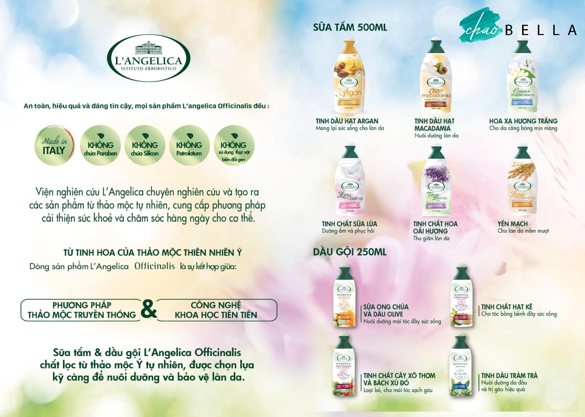 Sữa Tắm Tinh Chất Hương Lavander L'angelica Bath & Shower Gel Talc & Lavender 500ml - @chaobella