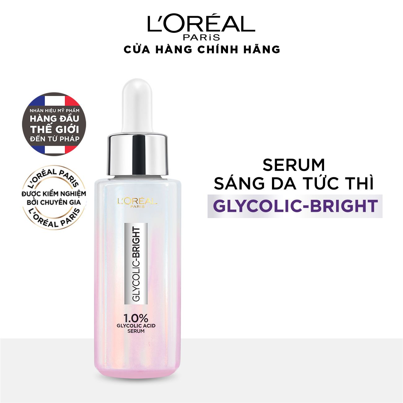 Serum Sáng Da Tức Thì L'Oreal Paris Glycolic - Bright Instant Glowing Serum 1.0% Glycolic Acid 15ML