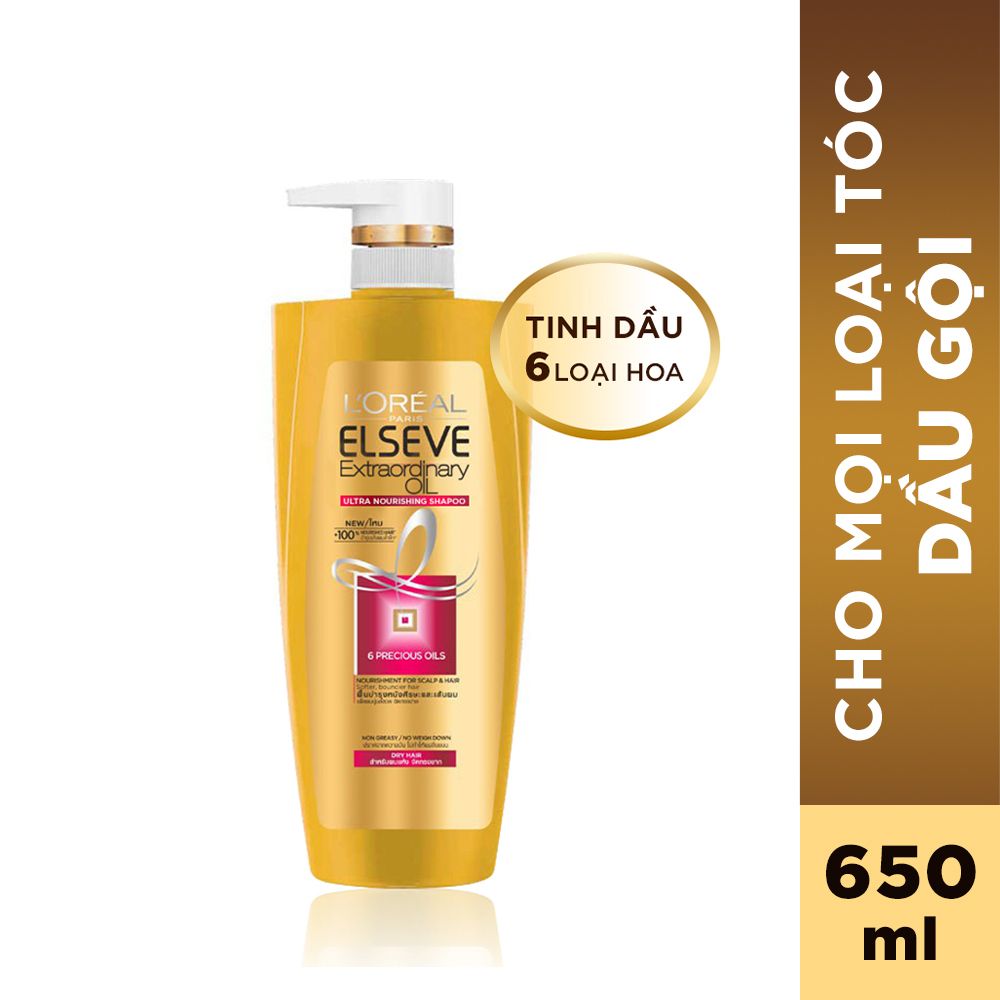 Dầu gội chiết xuất tinh dầu hoa tự nhiên L'Oréal Paris Elseve Extraordinary Oil 650ml