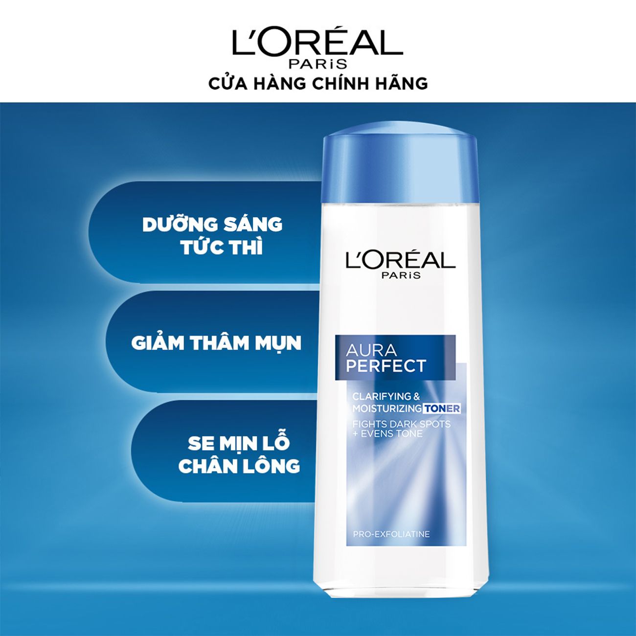 Nước hoa hồng se khít lỗ chân lông và sáng mịn da L'Oréal Paris White/ Aura Perfect 200ml