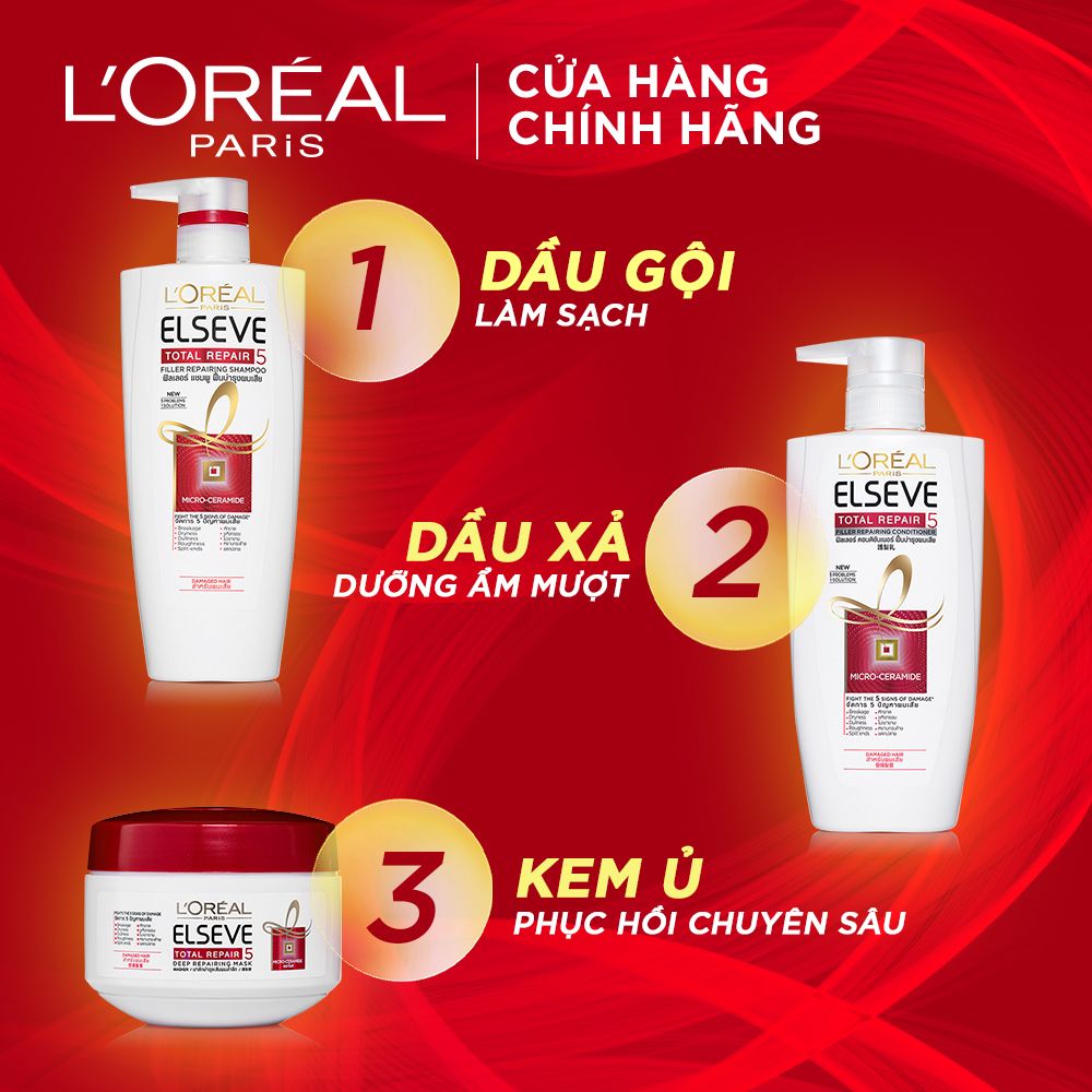 Dầu xả Phục Hồi Tóc L'oreal Paris Elseve Total Repair 5 Repairing Conditioner 325ml