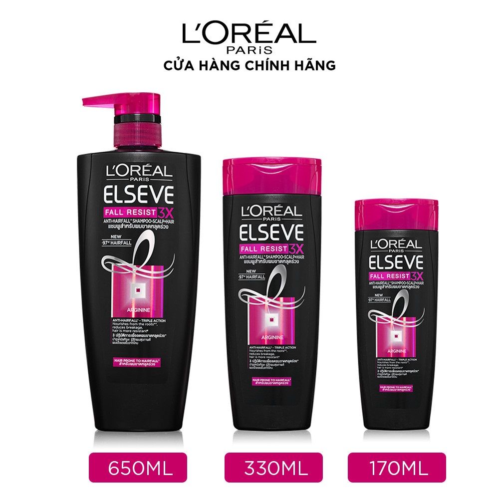 Dầu gội ngăn gãy rụng tóc L'Oreal Paris Elseve Fall Resist 3X Shampoo 170ml