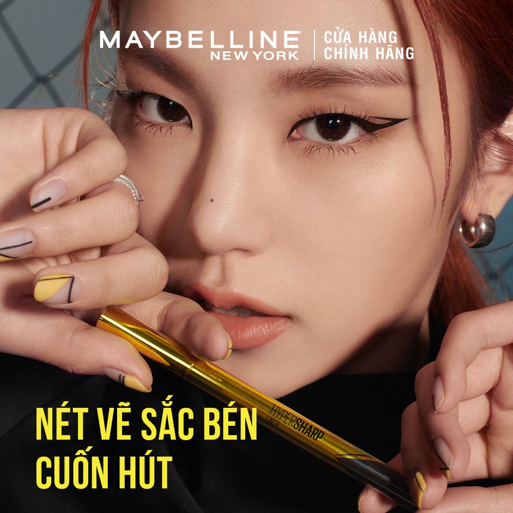 Bút Kẻ Mắt Nước Siêu Mảnh Không Lem Không Trôi Maybelline New York Hypersharp Liner Đen 0.5g