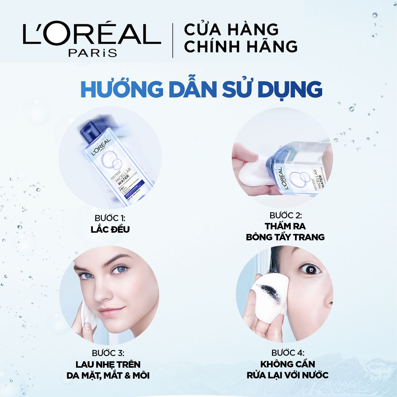 Nước Tẩy Trang Tươi Mát L'Oreal Paris 3-in-1 Micellar Water Sạch Sâu 95ml