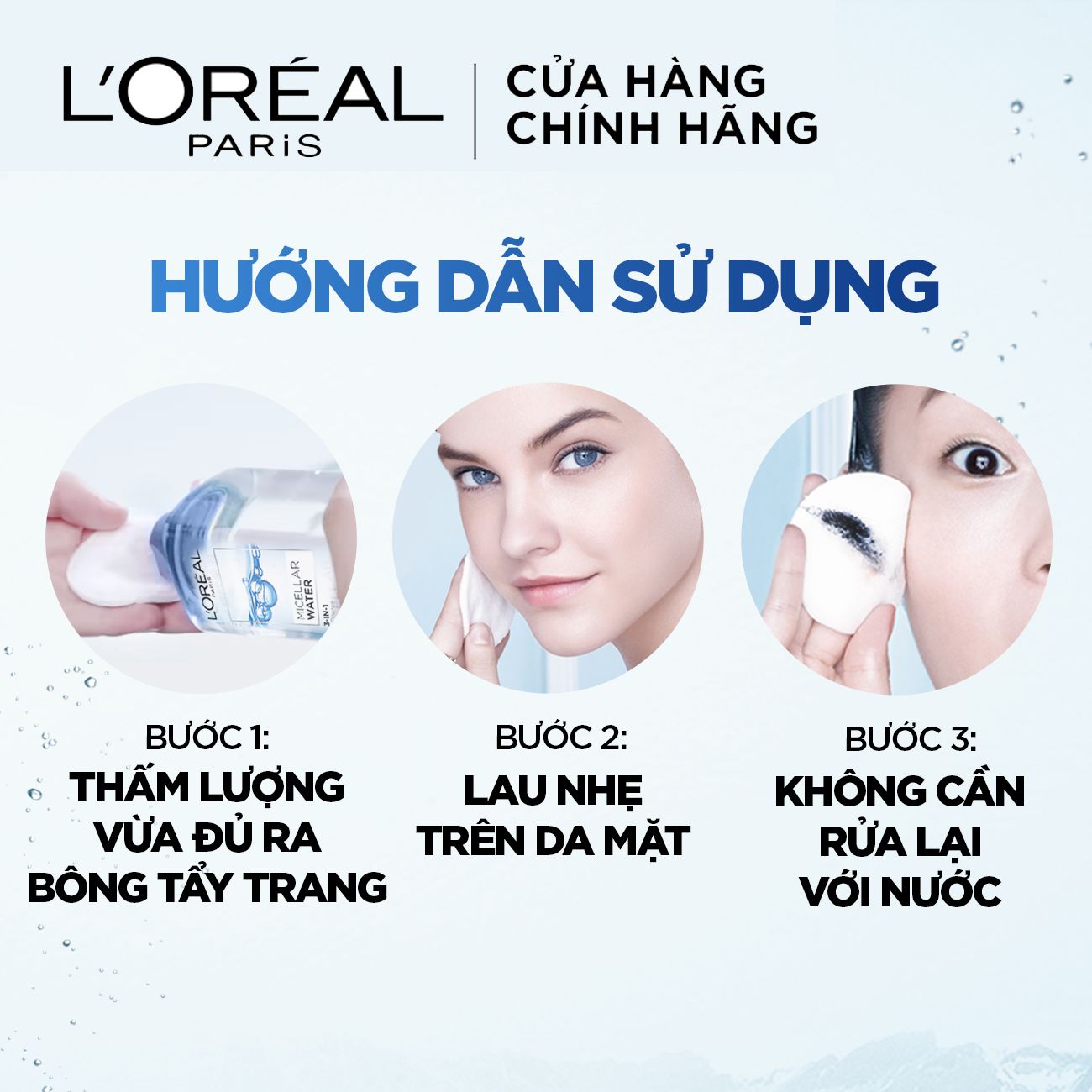Nước Tẩy Trang Tươi Mát L'Oreal Paris 3-in-1 Micellar Water (95ml) tươi mát da