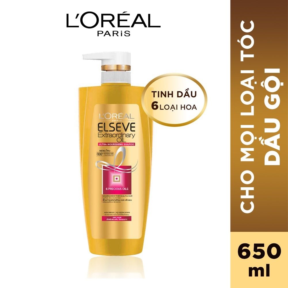 Dầu gội chiết xuất tinh dầu hoa tự nhiên L'Oréal Paris Elseve Extraordinary Oil 650ml
