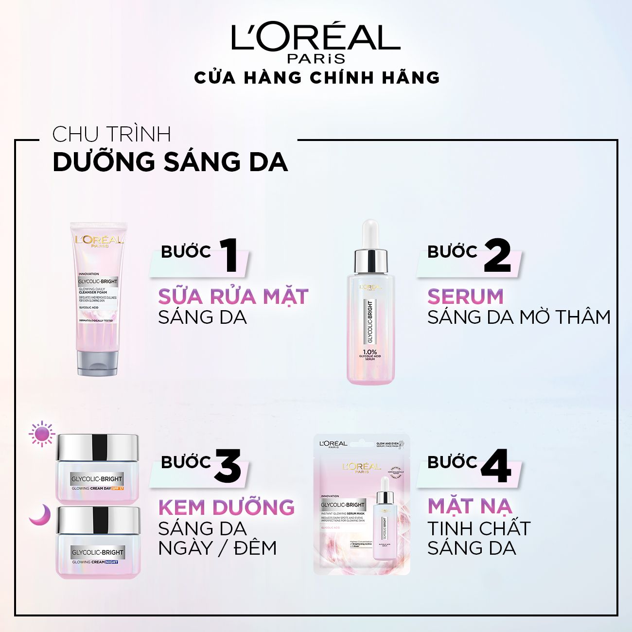 Mặt nạ dưỡng sáng mờ thâm nám L'Oreal Paris Glycolic (AHA) Bright 22ml