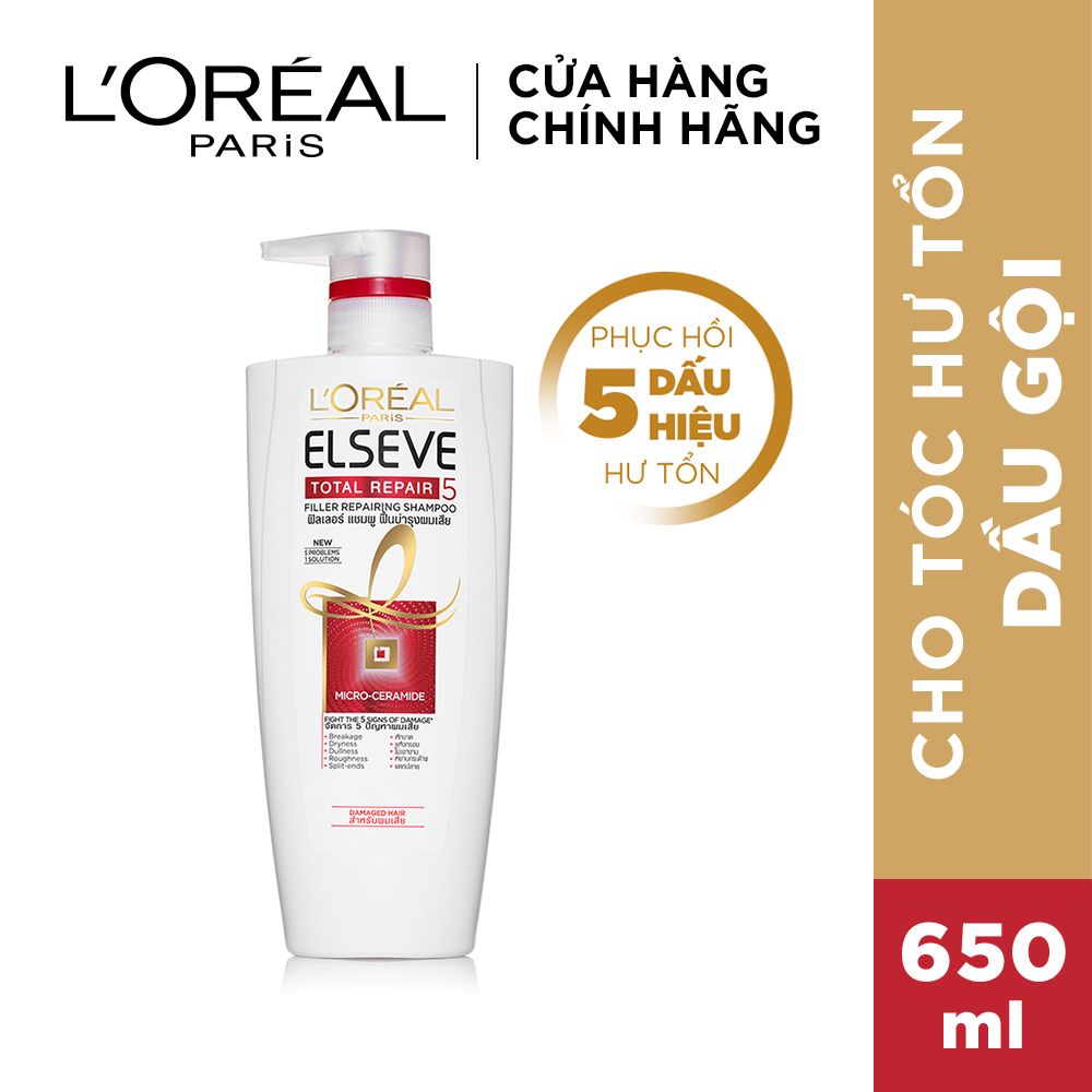 Dầu gội phục hồi tóc L'oreal Paris Elseve Total Repair 5 Repairing Shampoo 650ml