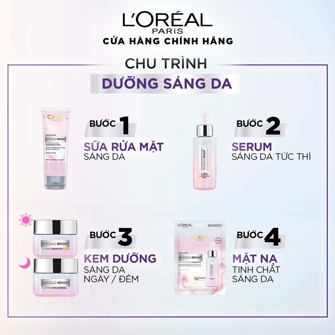 Serum Sáng Da Tức Thì L'Oreal Paris Glycolic - Bright Instant Glowing Serum 1.0% Glycolic Acid 15ML