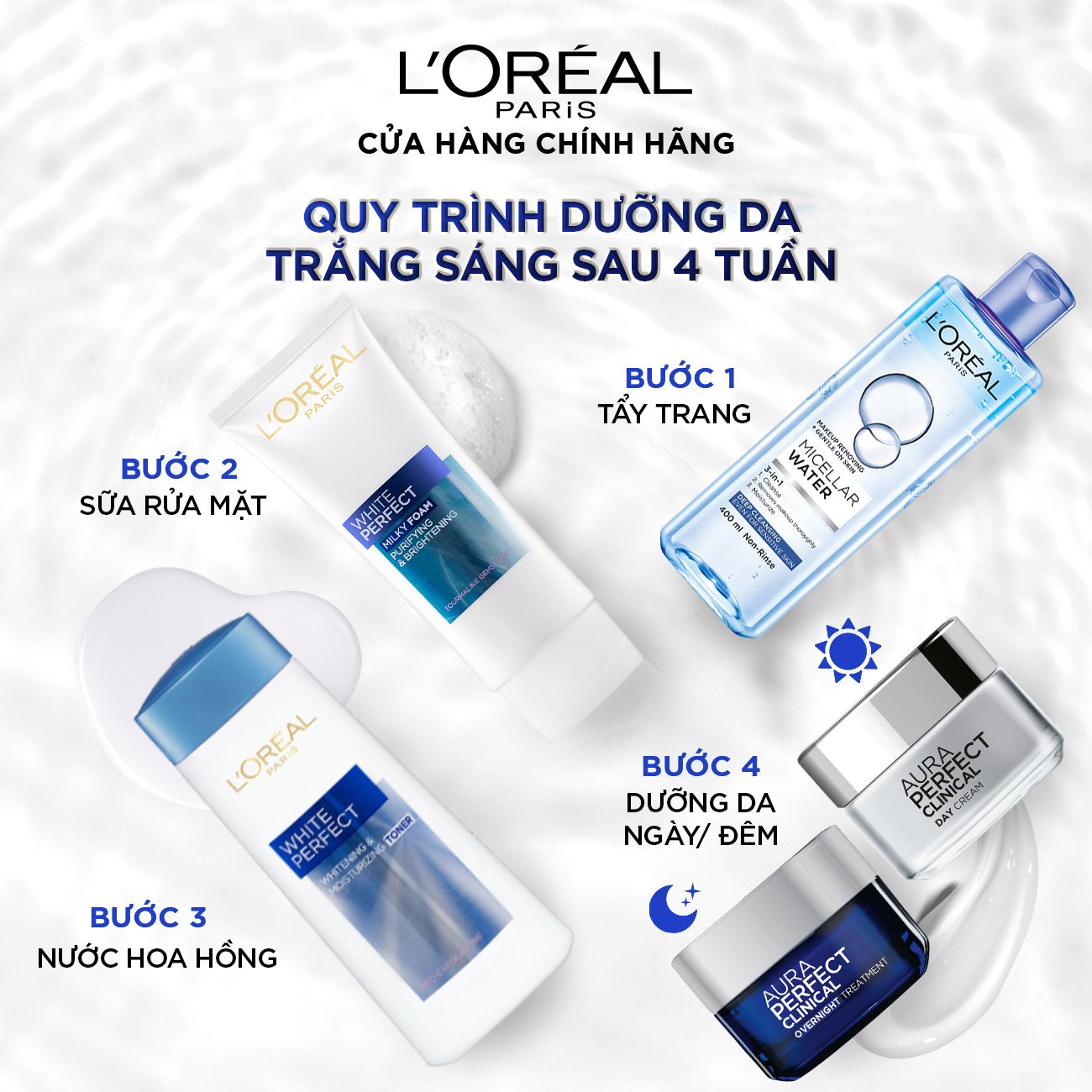Kem dưỡng trắng mịn và giảm thâm nám ban ngày L'Oréal Paris White/ Aura Perfect Clinical SPF19/PA+++ 50ml