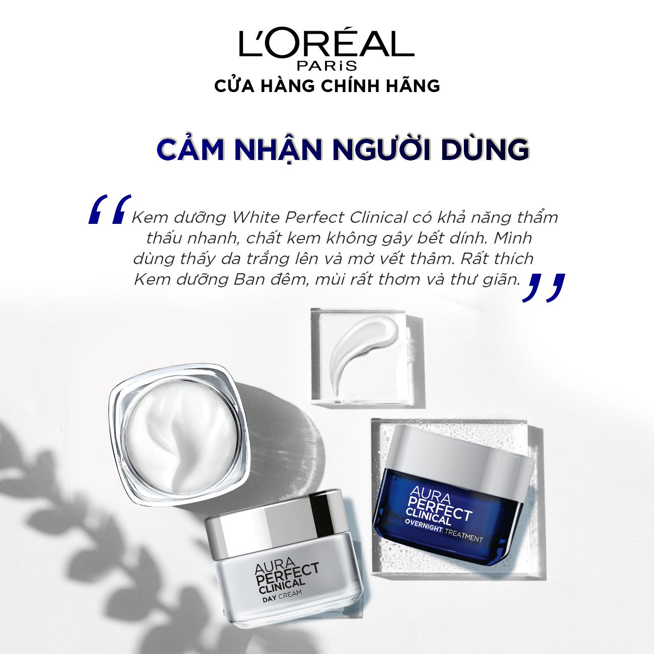 Kem dưỡng trắng mịn và giảm thâm nám ban ngày L'Oréal Paris White/ Aura Perfect Clinical SPF19/PA+++ 50ml
