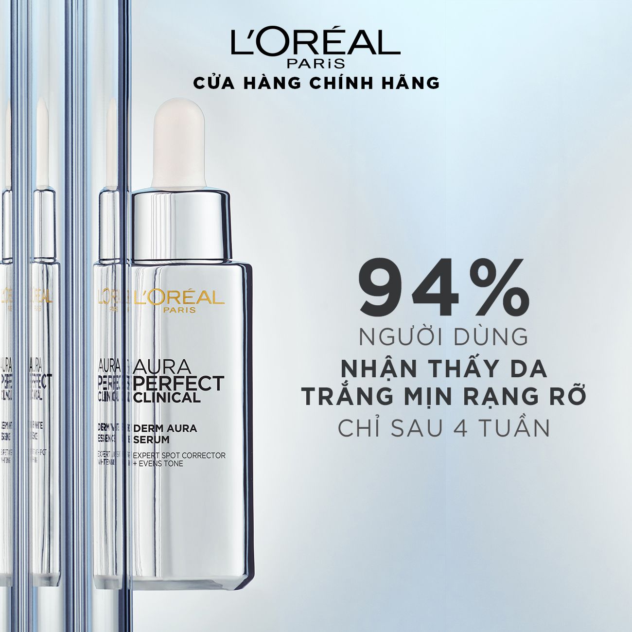 Tinh chất tăng cường dưỡng da trắng mịn & giảm thâm nám L'Oréal Paris White/ Aura Perfect Clinical 30ml