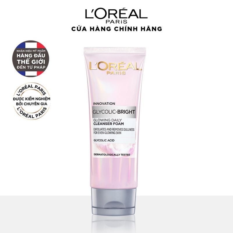 Sữa Rửa Mặt Sáng Da L’oréal Paris Glycolic-Bright Glowing Daily Cleanser Foam