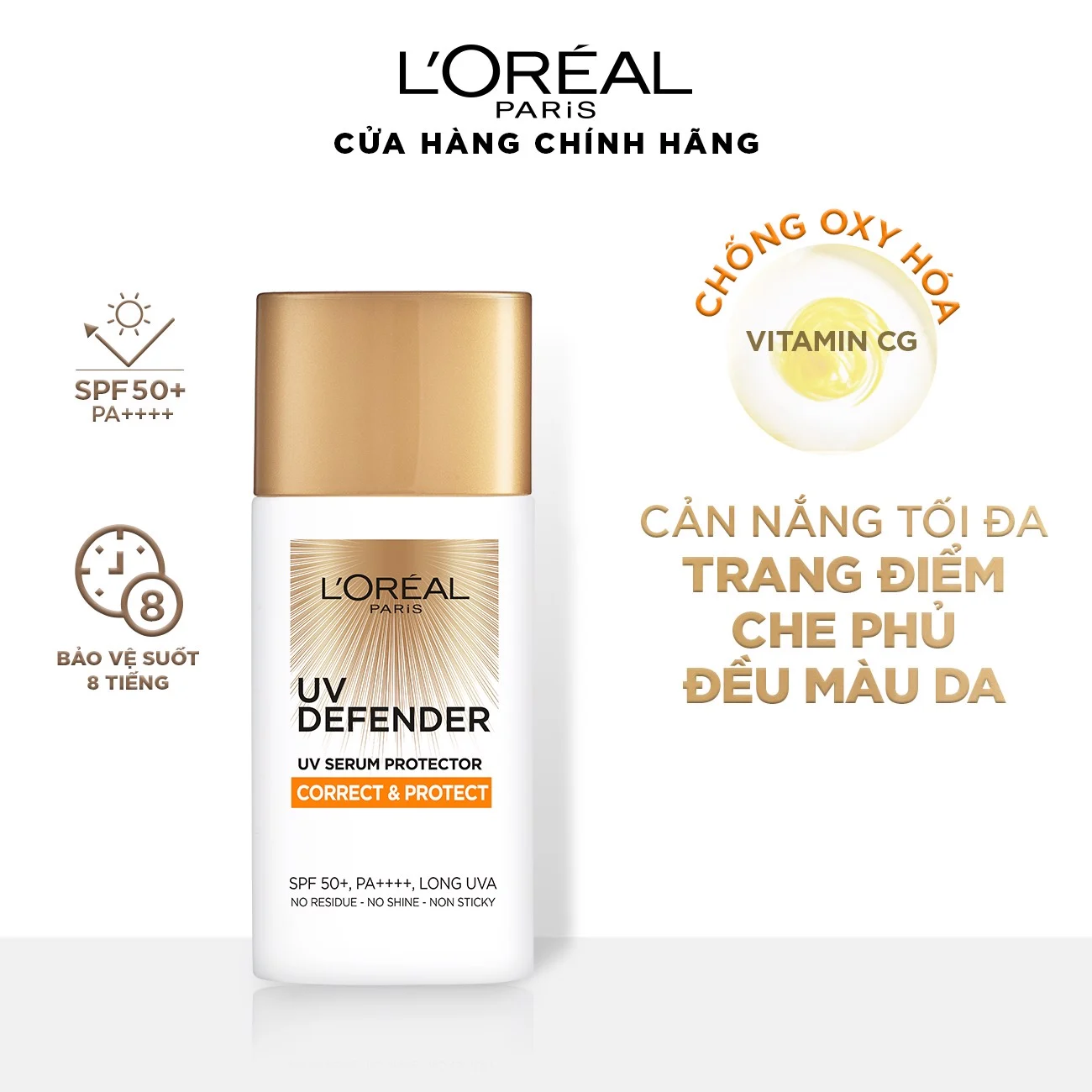 Kem chống nắng Nâng tông Giảm thâm Mịn Nhẹ Bảo vệ da L’Oreal Paris UV Defender 50ml