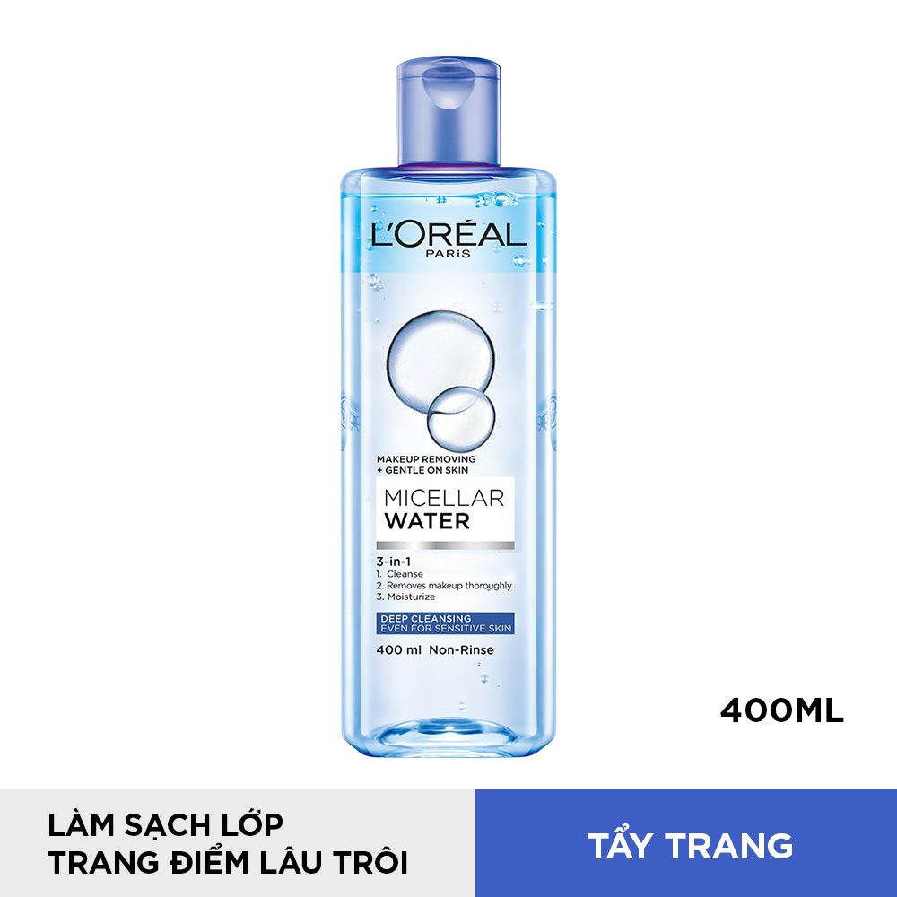 Nước tẩy trang L'Oreal Paris 3-in-1 Micellar Water 400ml: Làm Sạch Trang Điểm