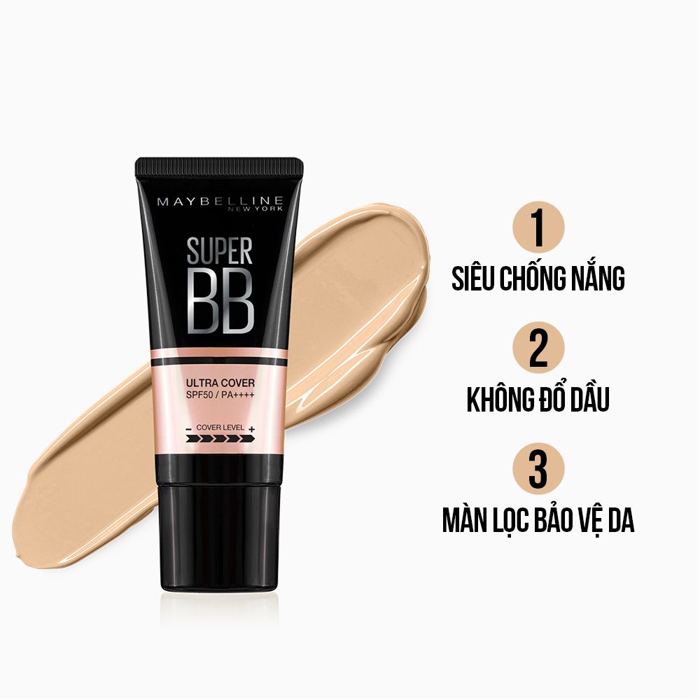 Kem Trang Điểm Bb Che Khuyết Điểm Và Chống Nắng Maybelline New York Super Bb Ultra Cover SPF 50 PA++++ 30ml
