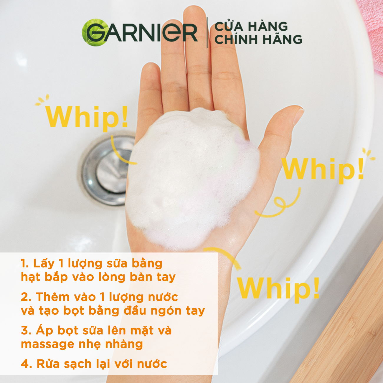 Sữa rửa mặt tạo bọt sáng da Garnier Light Complete Vitamin C Whip Foam 100ml