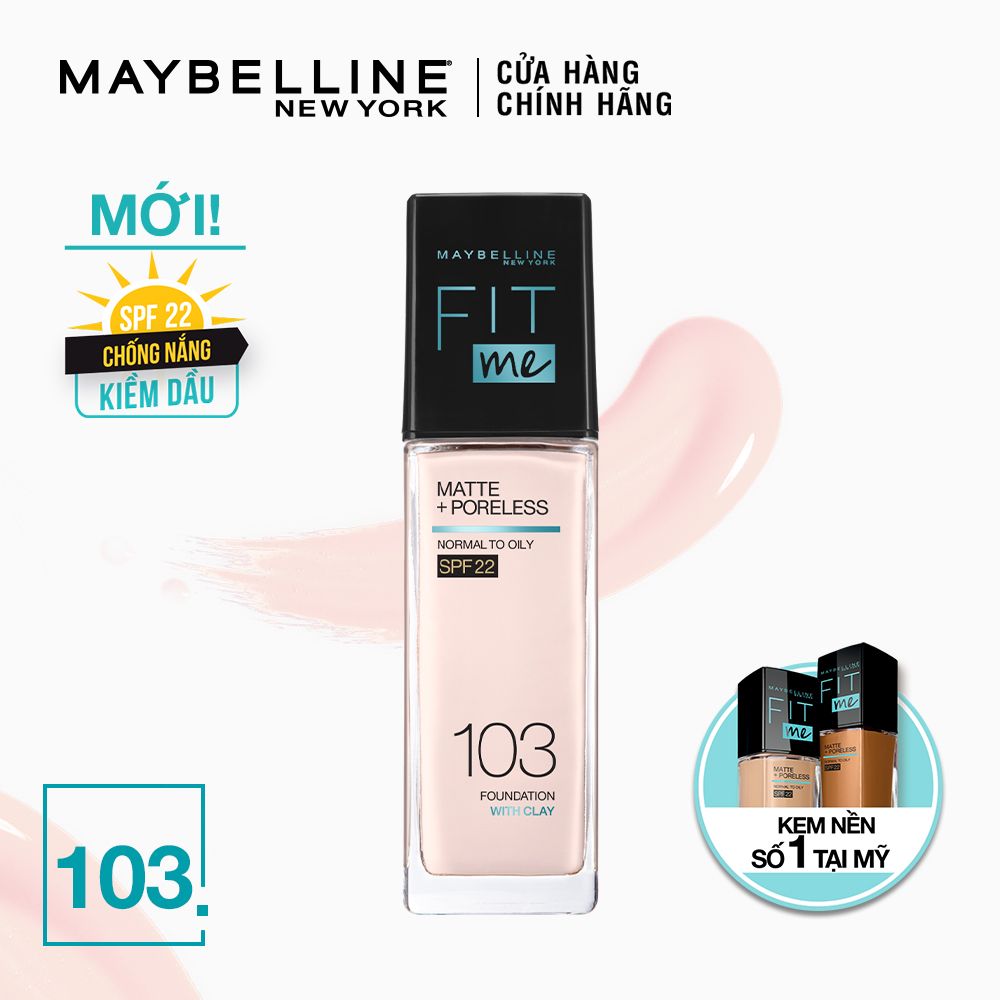 Kem Nền Mịn Nhẹ Kiềm Dầu Fit Me Maybelline New York Matte Poreless Foundation 30ml