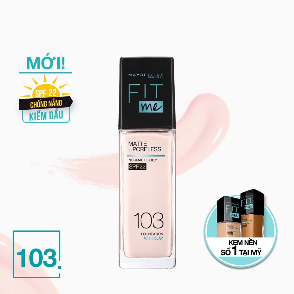 Kem Nền Mịn Nhẹ Kiềm Dầu Fit Me Maybelline New York Matte Poreless Foundation 30ml