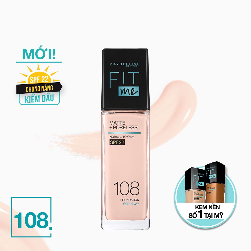 Kem Nền Mịn Nhẹ Kiềm Dầu Fit Me Maybelline New York Matte Poreless Foundation 30ml