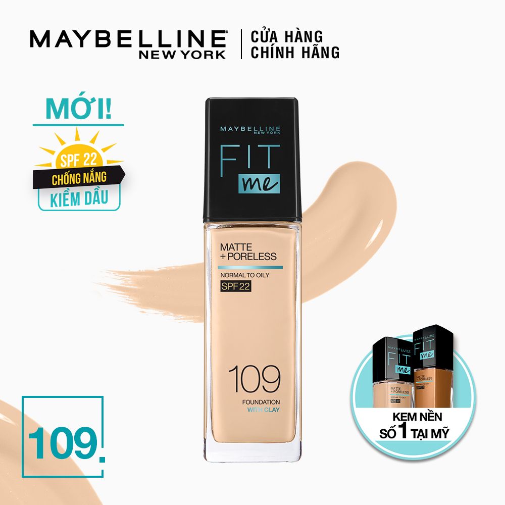Kem Nền Mịn Nhẹ Kiềm Dầu Fit Me Maybelline New York Matte Poreless Foundation 30ml