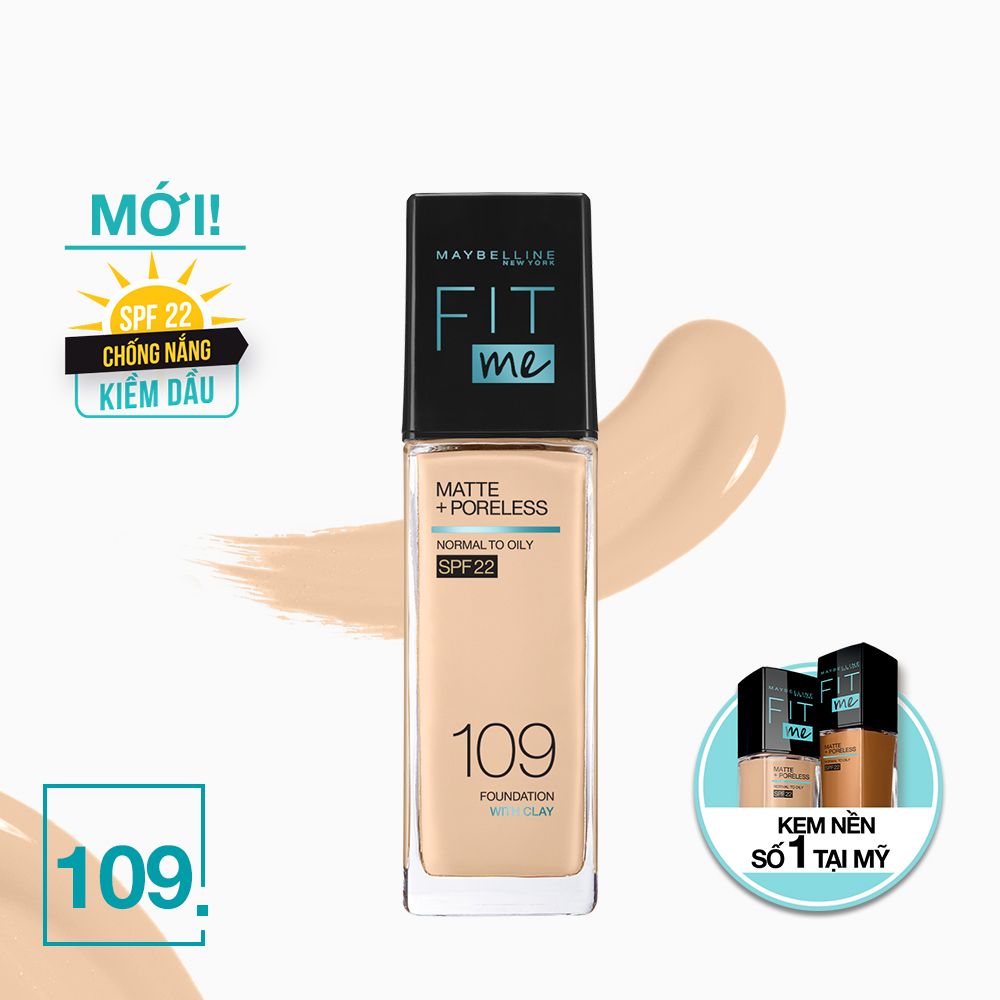 Kem Nền Mịn Nhẹ Kiềm Dầu Fit Me Maybelline New York Matte Poreless Foundation 30ml