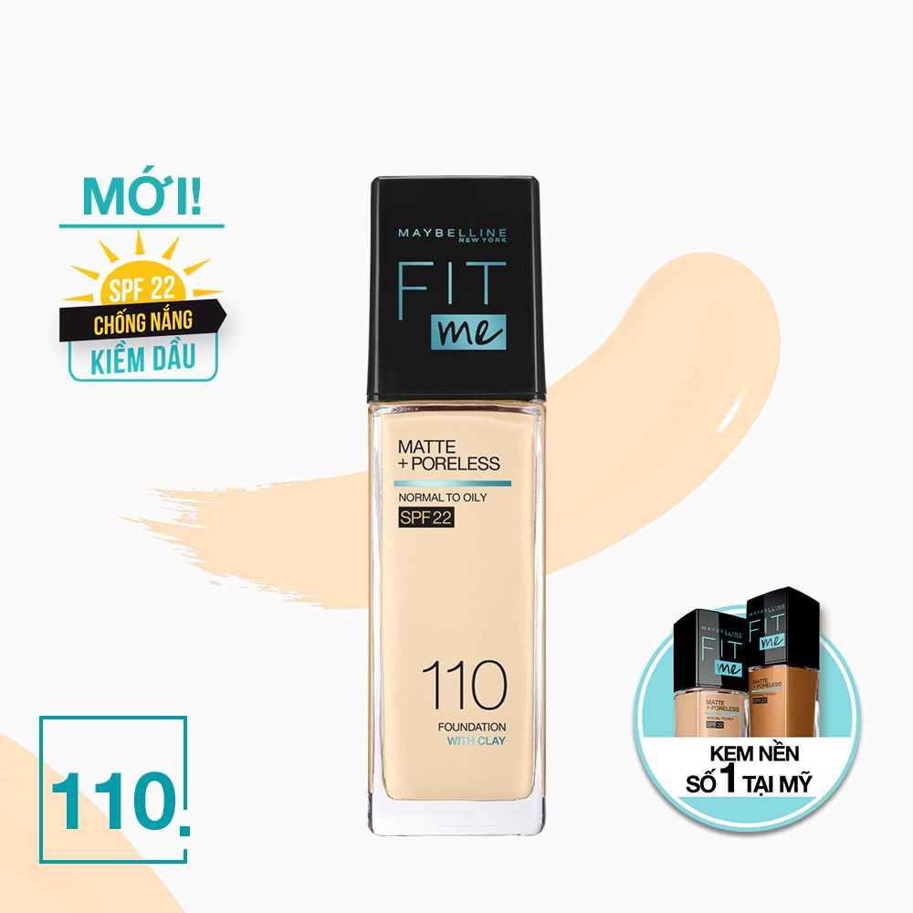 Kem Nền Mịn Nhẹ Kiềm Dầu Fit Me Maybelline New York Matte Poreless Foundation 30ml