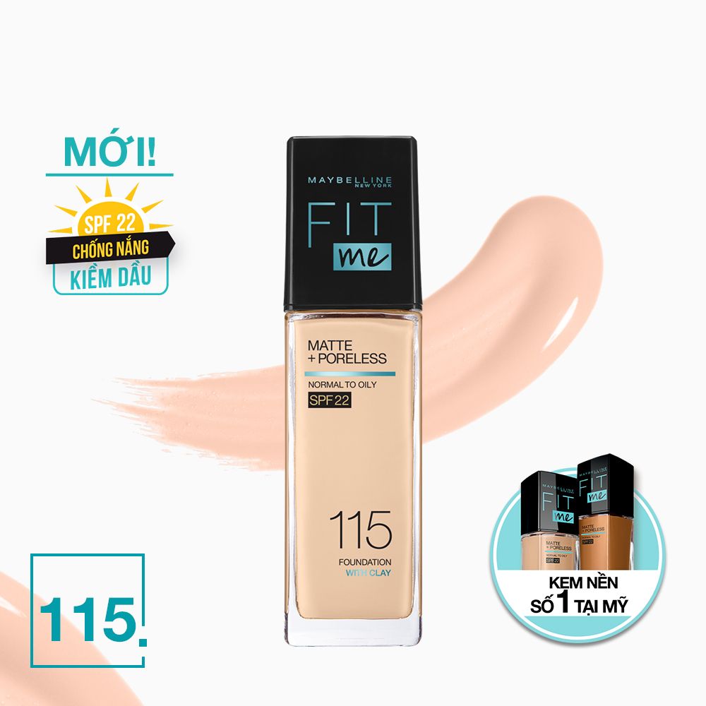 Kem Nền Mịn Nhẹ Kiềm Dầu Fit Me Maybelline New York Matte Poreless Foundation 30ml