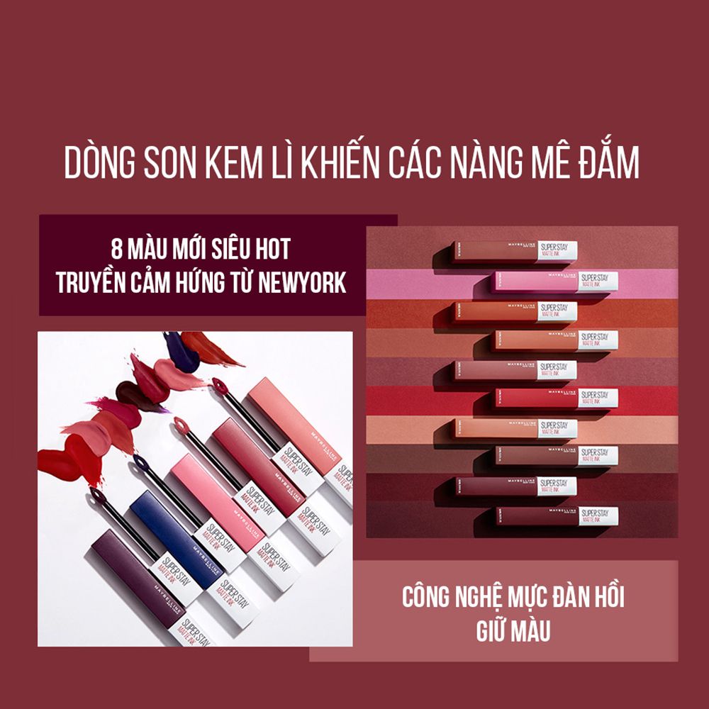 Son Kem Lì 16h Lâu Trôi Maybelline New York Super Stay Matte Ink Lipstick 5ml
