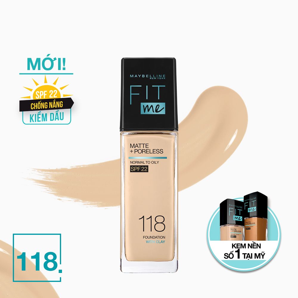 Kem Nền Mịn Nhẹ Kiềm Dầu Fit Me Maybelline New York Matte Poreless Foundation 30ml