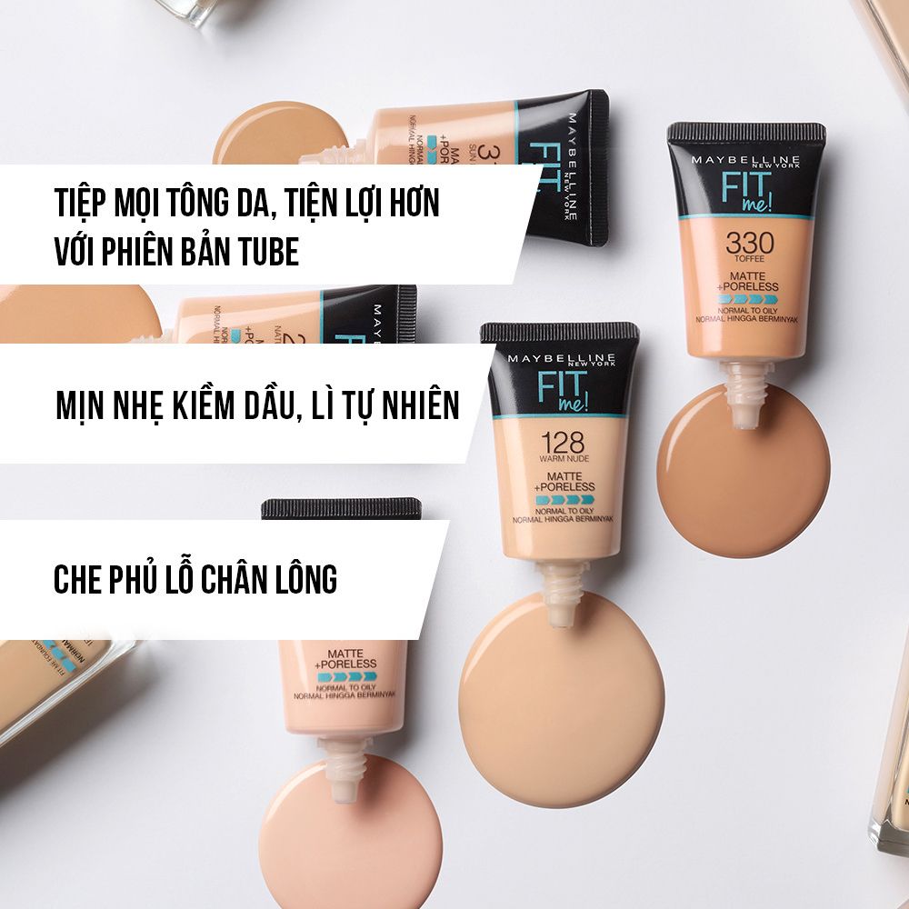 Kem Nền Mịn Nhẹ Kiềm Dầu Fit Me Dạng Tuýp Maybelline New York Matte Foundation 18ml