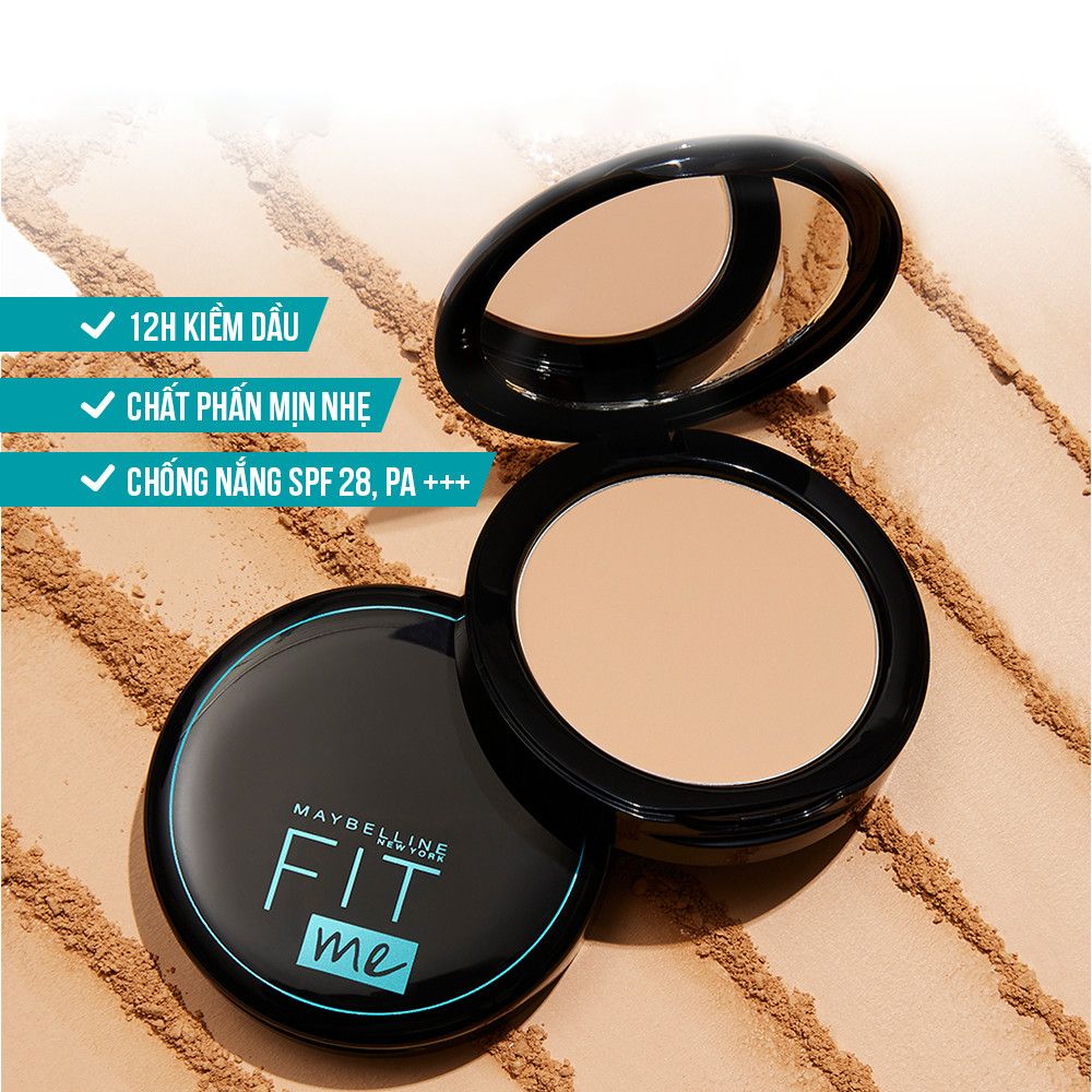 Phấn Nền Kiềm Dầu Chống Nắng 12H SPF28 PA+++ Mịn Lì Lâu Trôi Fit Me Maybelline New York Compact Powder 6g