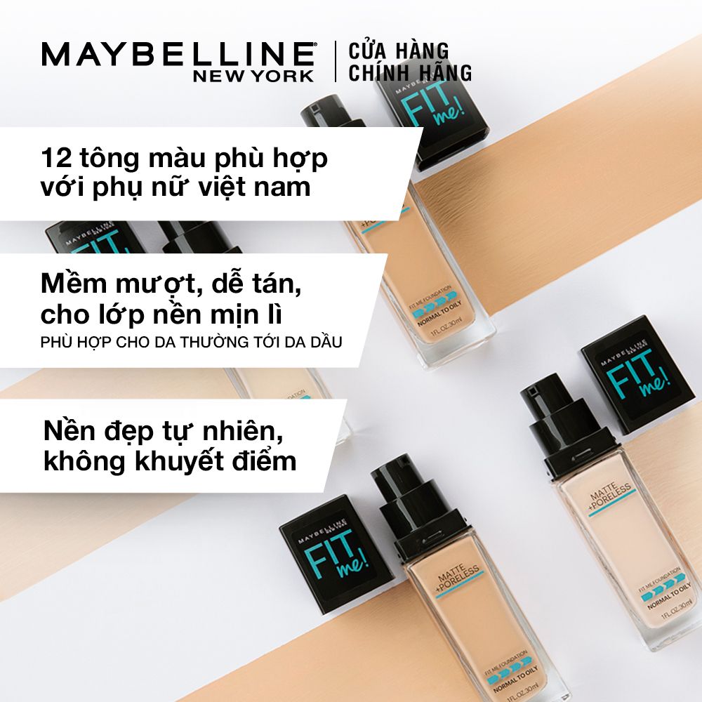 Kem Nền Mịn Nhẹ Kiềm Dầu Fit Me Maybelline New York Matte Poreless Foundation 30ml