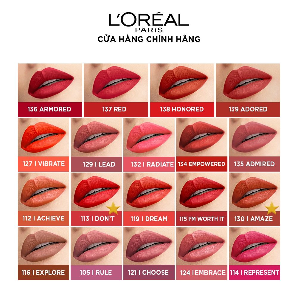 Son tint mịn lì cao cấp L'Oréal Paris Rouge Signature 7ml