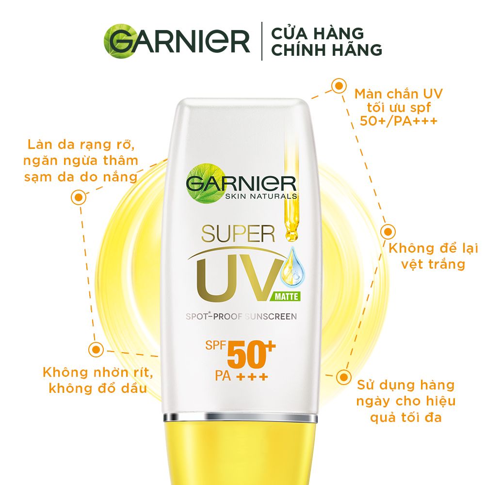 Kem chống nắng kiềm dầu & sáng da Garnier Light Complete Super UV Matte 15ml