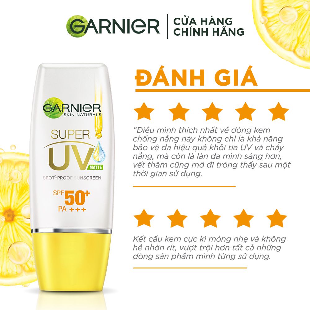 Kem chống nắng kiềm dầu & sáng da Garnier Light Complete Super UV Matte 15ml