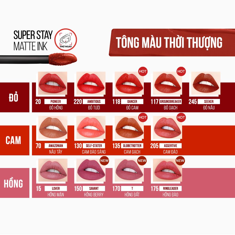 Son Kem Lì 16h Lâu Trôi Maybelline New York Super Stay Matte Ink Lipstick 5ml