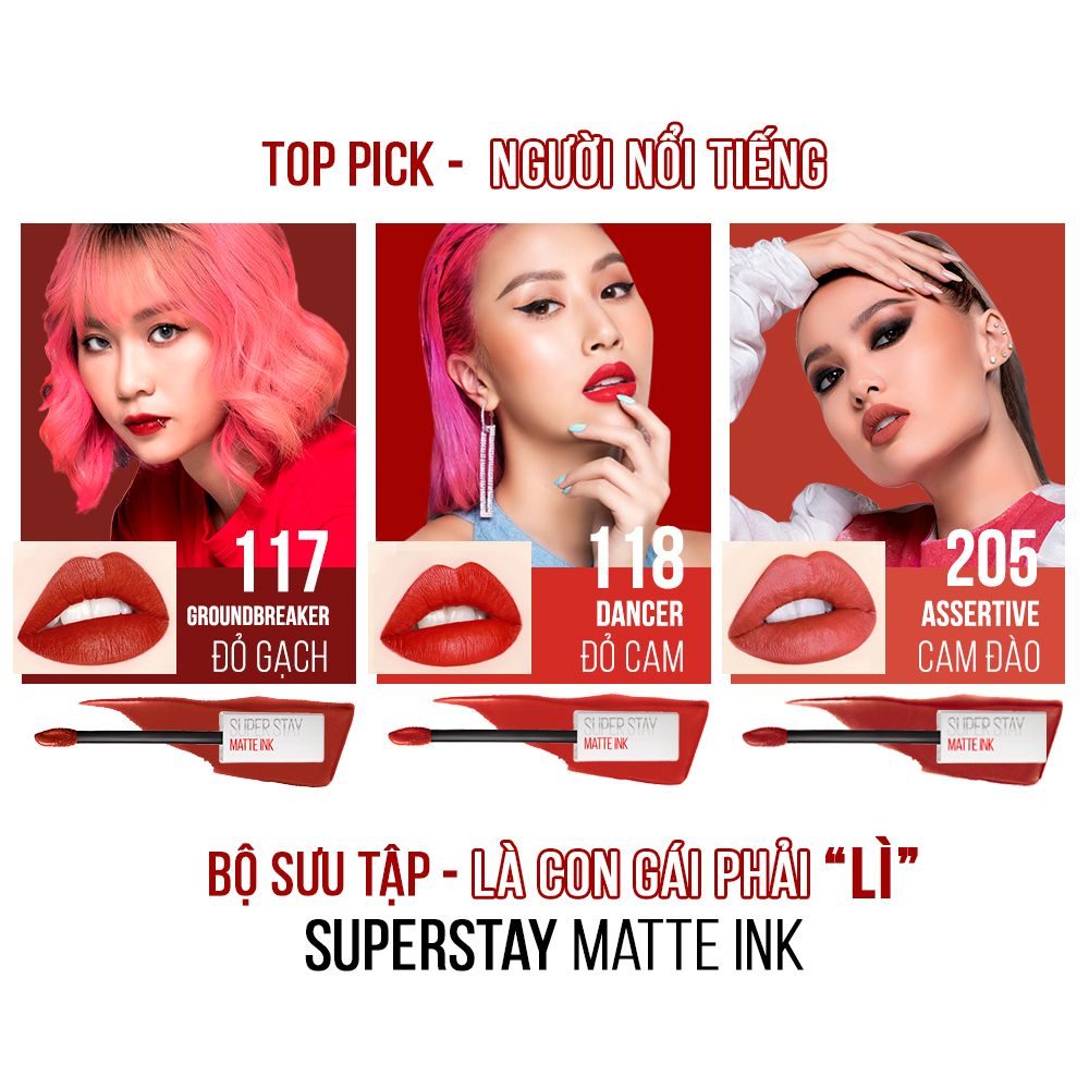 Son Kem Lì 16h Lâu Trôi Maybelline New York Super Stay Matte Ink Lipstick 5ml