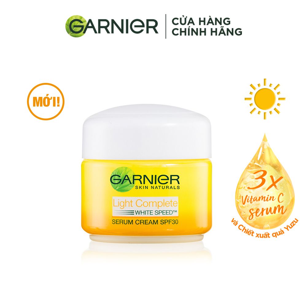 Kem dưỡng serum sáng da ban ngày Garnier Light Complete Vitamin C Serum Cream SPF30 18ml