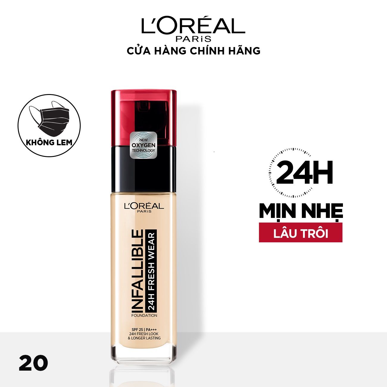 Kem nền mịn nhẹ lâu trôi L'Oréal Paris Infallible Fresh Wear 24h 30ml