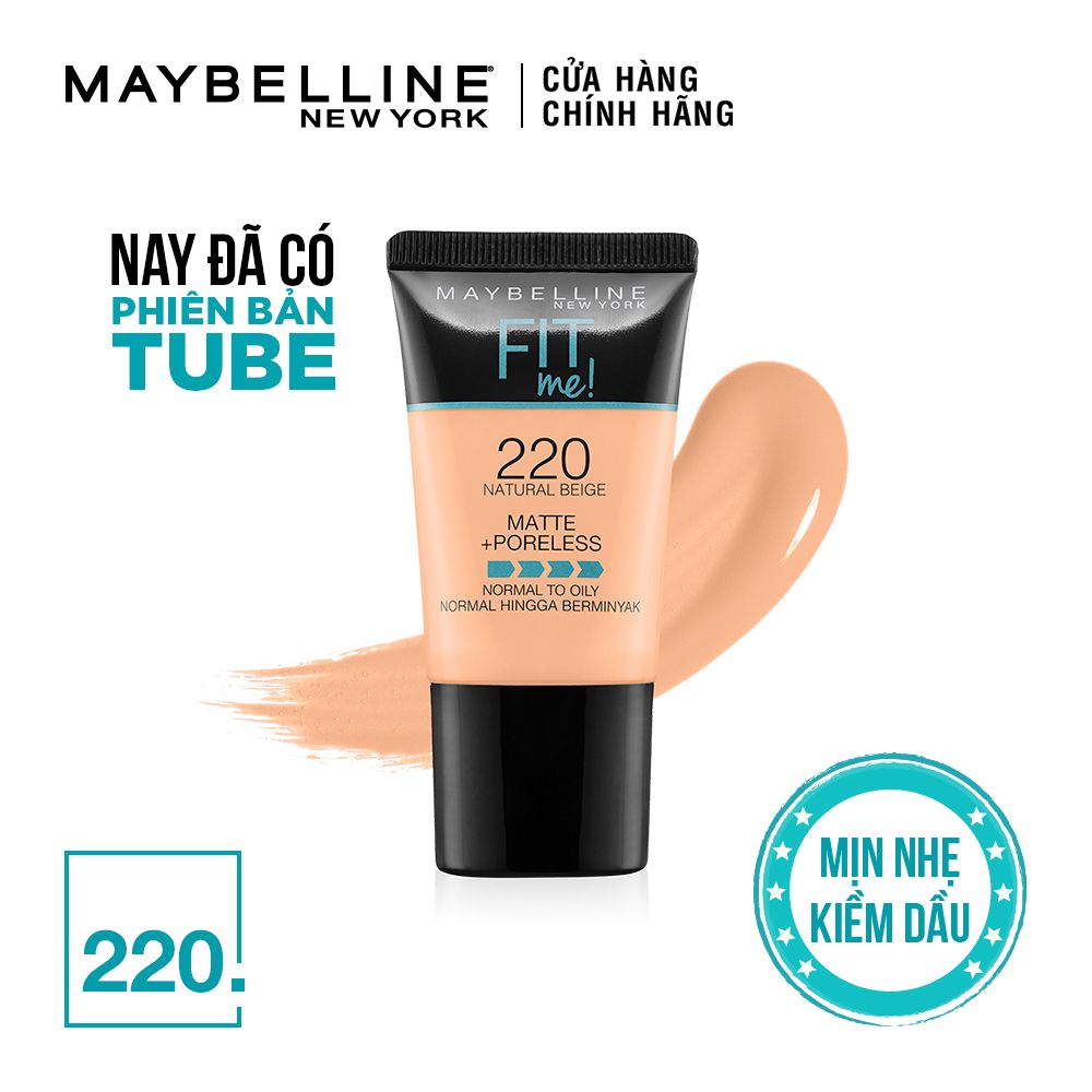 Kem Nền Mịn Nhẹ Kiềm Dầu Fit Me Dạng Tuýp Maybelline New York Matte Foundation 18ml