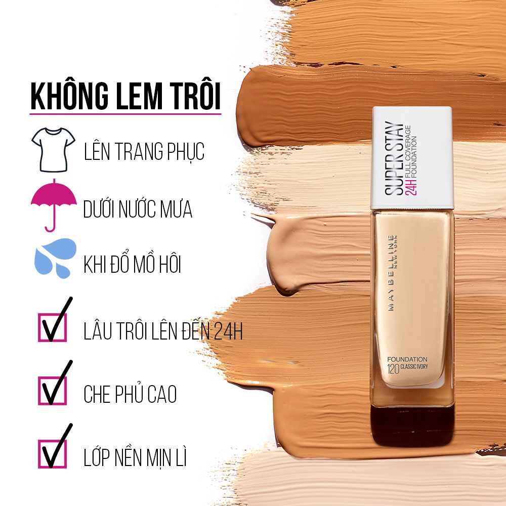 Kem Nền Siêu Che Phủ Lâu Trôi Maybelline Super Stay Full Coverage Foundation 30ml