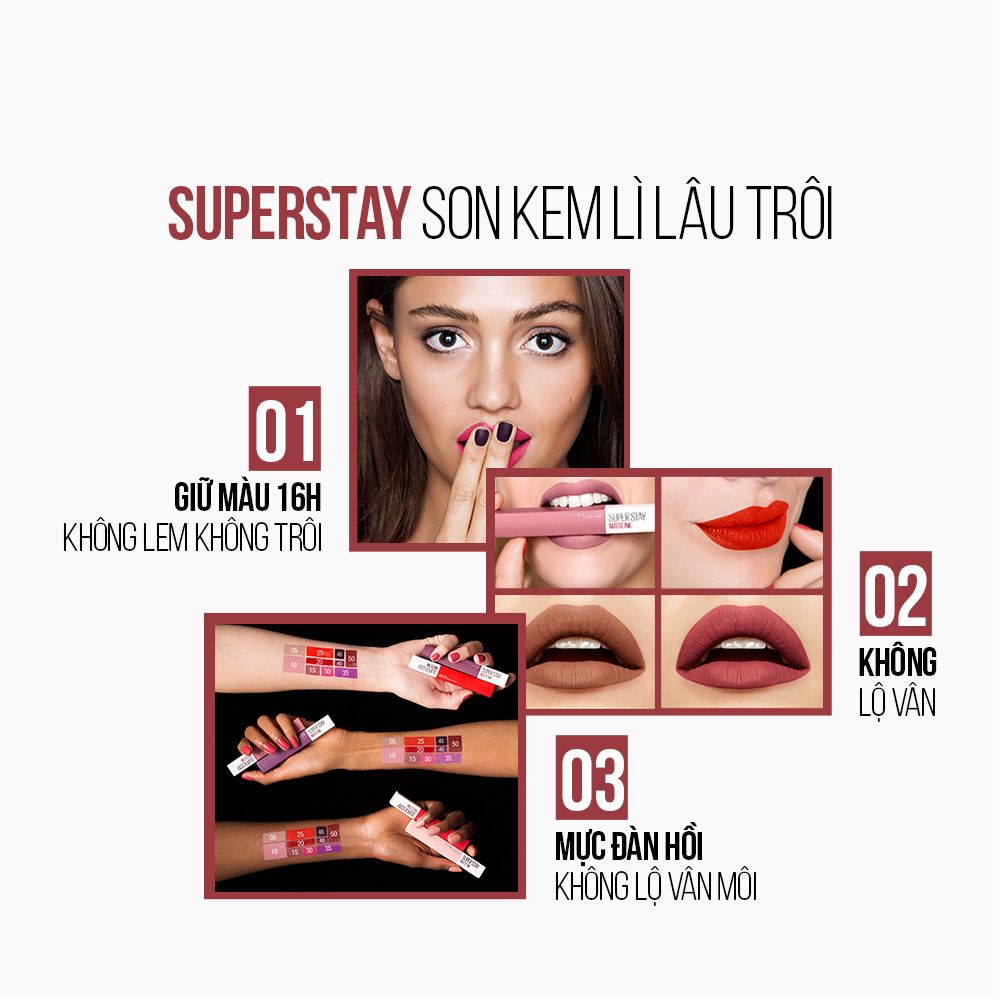 Son Kem Lì 16h Lâu Trôi Maybelline New York Super Stay Matte Ink Lipstick 5ml