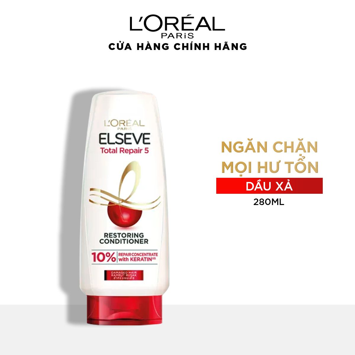 Dầu xả giảm 5 dấu hiệu của tóc hư tổn L'Oréal Paris Elseve Total Repair 5 Restoring Conditioner 280ml