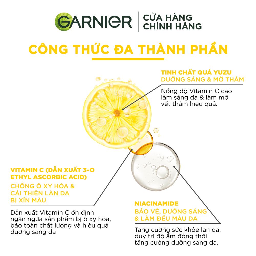 Tinh chất tăng cường sáng da mờ thâm Garnier Light Complete 30x Vitamin C Booster Serum 30ml