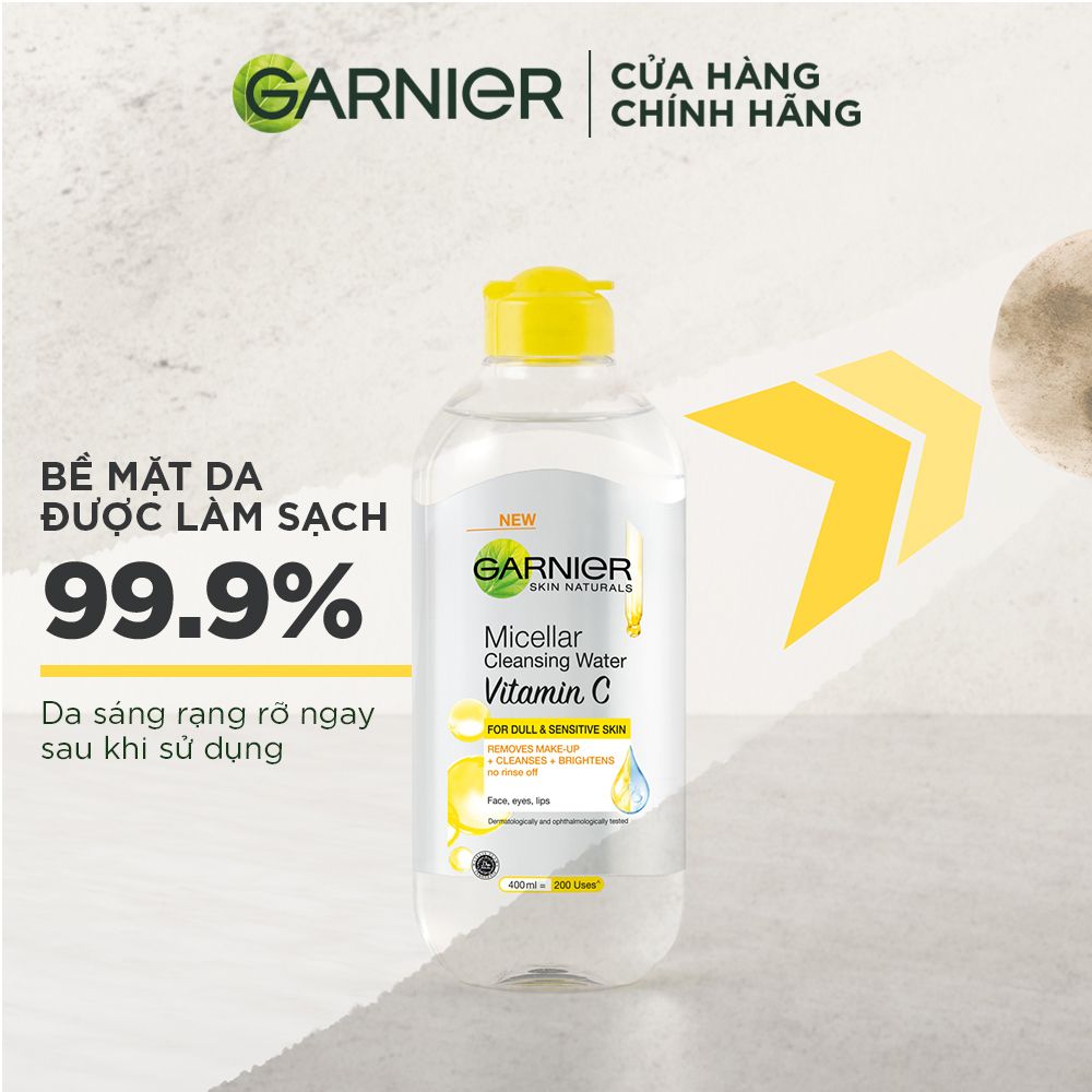 Nước làm sạch và tẩy trang dưỡng sáng da Garnier Micellar Water Vitamin C 400ml