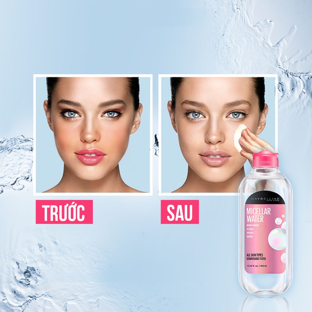 Nước Tẩy Trang Micellar Dưỡng Da Không Cồn 4 Trong 1 Maybelline New York Micellar Water 4-in-1