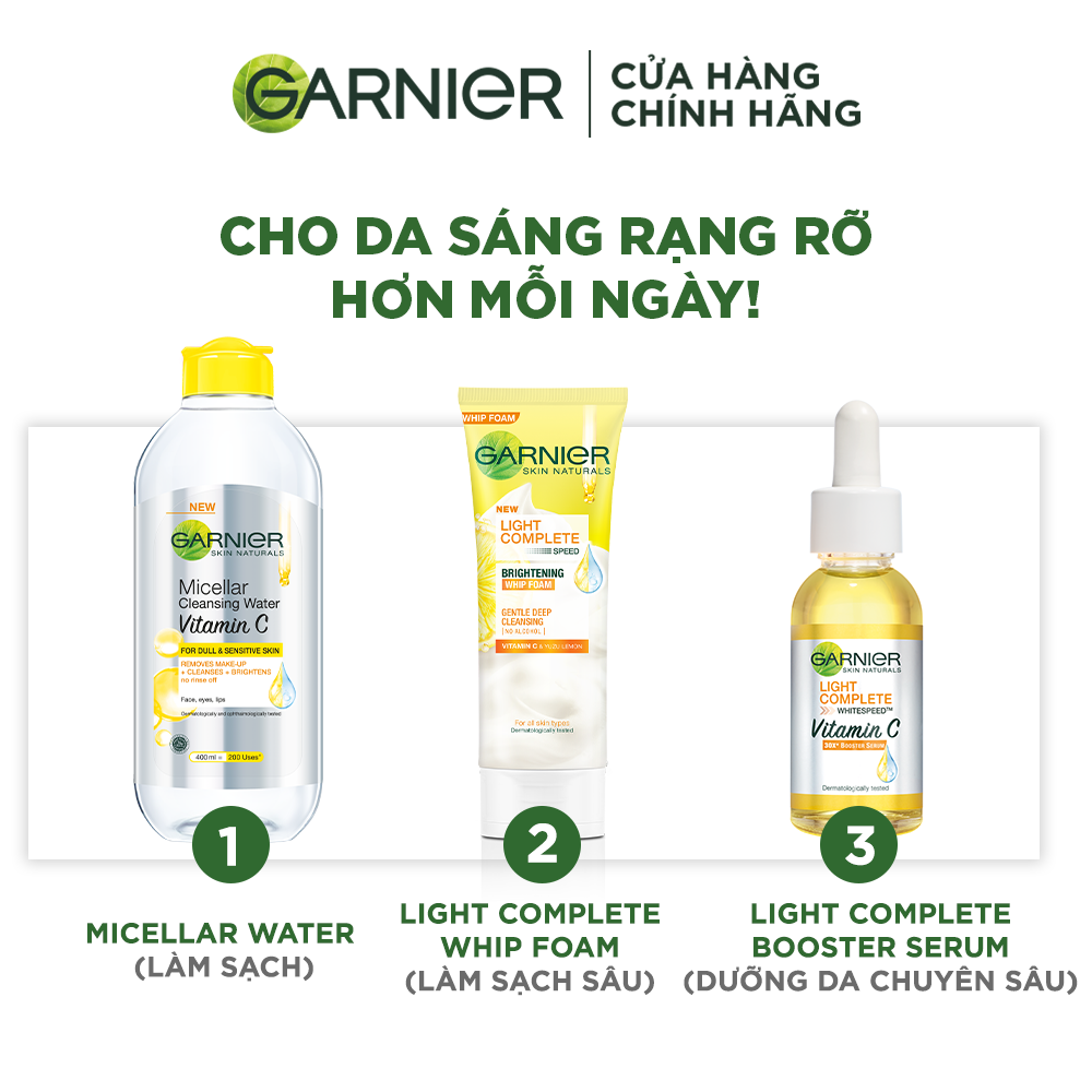 Nước làm sạch và tẩy trang dưỡng sáng da Garnier Micellar Water Vitamin C 400ml